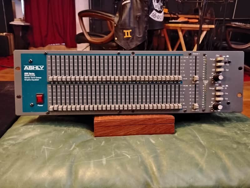 Ashly GQX Series 3102 Stereo Third Octave Graphic Equalizer 2000's - Grey/Green image 1