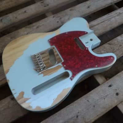 vintage Ponderosa Pine heavy relic baby blue tele guitar body nitrocellulose finish fits fender image 1