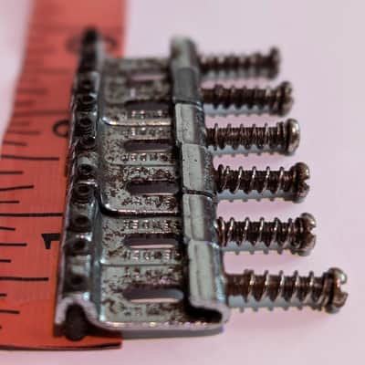 Vintage Fender 007-5123-049 American Standard Stratocaster Bridge Saddles (6) 1990s - Chrome - from MIM strat Relic’d OLD Real aged by years image 4