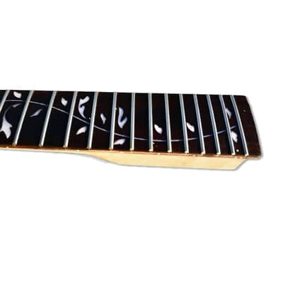 24 Fret Electric Guitar Neck 25.5" Mahogany Rosewood Vine Inlay Unfinished Bolt-On image 5