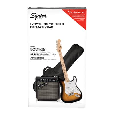 Squier Sonic Stratocaster Pack - 2-Color Sunburst w/ Maple FB image 2