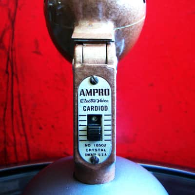Vintage RARE 1950's Ampro 18502 / E.V 950 crystal microphone w Shure S-36 stand image 7