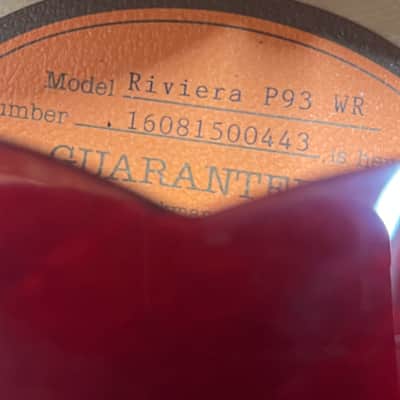 Epiphone Riviera P93 WR Semi-Hollow Body Electric Guitar - Wine Red image 21