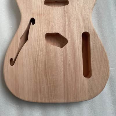 Unfinished Mahogany Guitar Tele Style Body with F Hole image 1