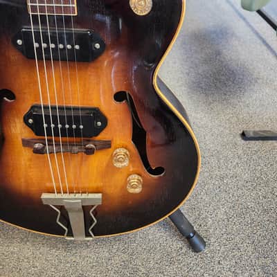 Vintage 1951 Gibson ES-300, Dual Pickup Archtop Electric Guitar, with Tone Specific 1946 P-90s - Sunburst w/ Case image 3