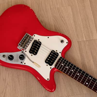 1997 Squier by Fender Super-Sonic Electric Guitar Vista Series Fiesta Red, Japan CIJ image 8