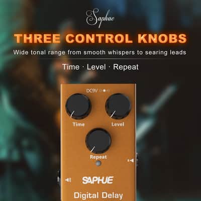 SAPHUE Digital Delay Guitar Effects Pedal Effect Pedals Time/Level/Repeat Knob with Steel Metal Shell Mini Single Type Dc 9V with True Bypass Switch for Multi Electric Guitar Kit image 2
