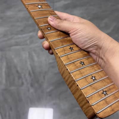 Roasted Flame Maple 22fret  Electric guitar neck 25.5 Part satin star inlay image 5