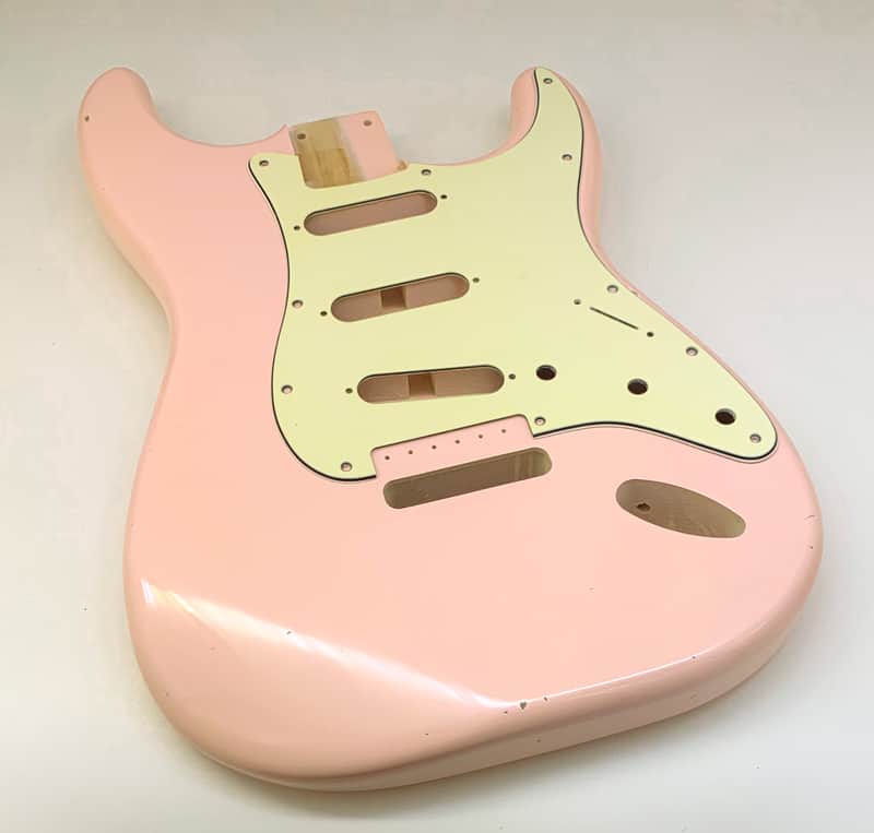 4lbs 4oz BloomDoom Nitro Lacquer Aged Relic Faded Shell Pink S-Style Vintage Custom Guitar Body image 1