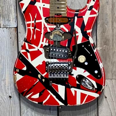 2021 EVH Striped Series Frankie Red / White / Black Stripes Relic , In Stock Best Deal on the Planet image 4