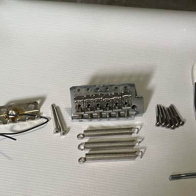 1990's MIM Fender Mexico Stratocaster Factory 6 Post Tremolo Bridge & Arm 2 1/16" String Spacing image 1