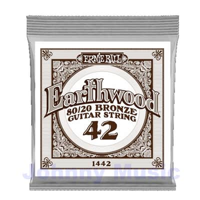 .042" Earthwood 80/20 Bronze Wound Over Brass-Plated High-Carbon Steel Hex-Core Acoustic Guitar Single String image 1
