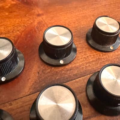 7 Vintage Amp Knobs - White Indicator Dot 1960s - Set Screw image 2