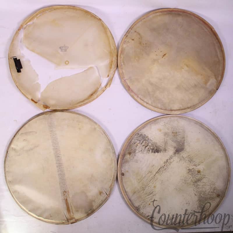 *White Eagle 4x 15" Snare/Tom Drum Slunk Calf Skin Heads Resonant+Batter Set 20s image 1
