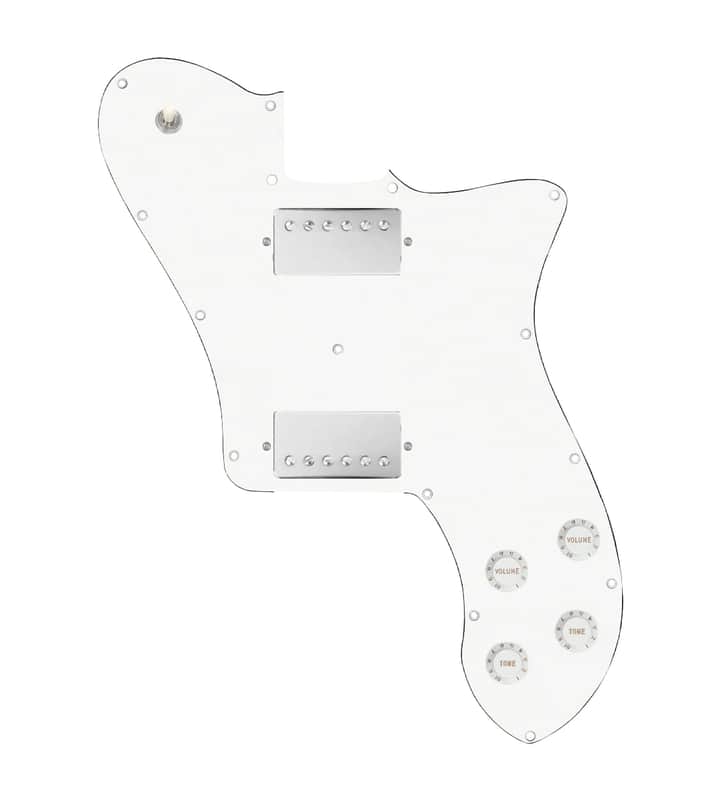 920D Custom 72 Deluxe Tele Loaded Pickguard With Nickel Roughneck Humbuckers, White Knobs, and White Pickguard image 1