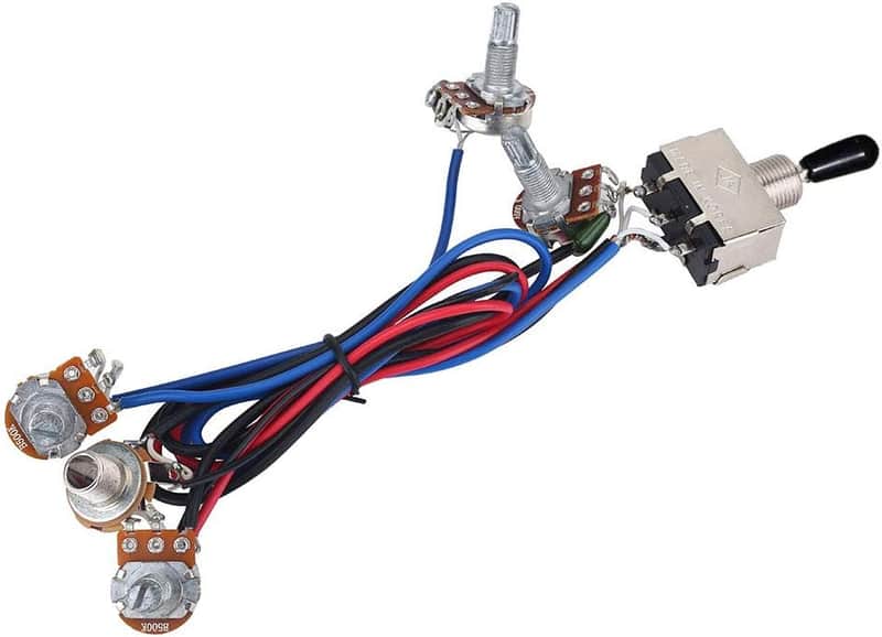 Prewired Wiring Harness Kit 500K Pots 3 Way 2V2T Control Knobs Wiring Harness Kit for Electirc Guitar Bass image 1