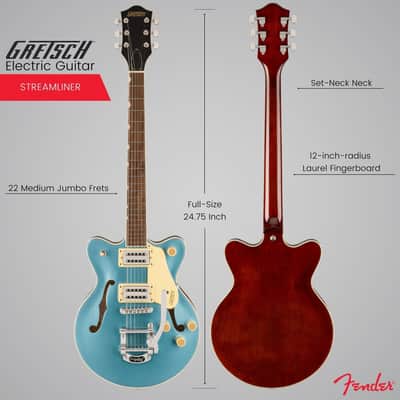 Gretsch G2655T Streamliner Center Block Jr. Double-Cut 6-String Right-Handed Electric Guitar with Arched Maple Body, Bigsby, and Laurel Fingerboard (Arctic Blue) image 3