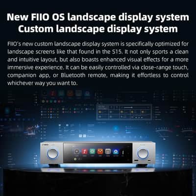 FiiO S15 Streamer Network Player Music Service, Android 12 Snapdragon 660, AKM DAC AK4191+AK4499EX, 7.84-inch Screen, HDMI/ARC DAC (Black) image 4