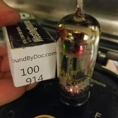 Westinghouse 12BH7A tNOS AT1000 TESTED Vacuum Tube rare long flat RCA-style black plate 12BH7 dual triode 1962 image 4