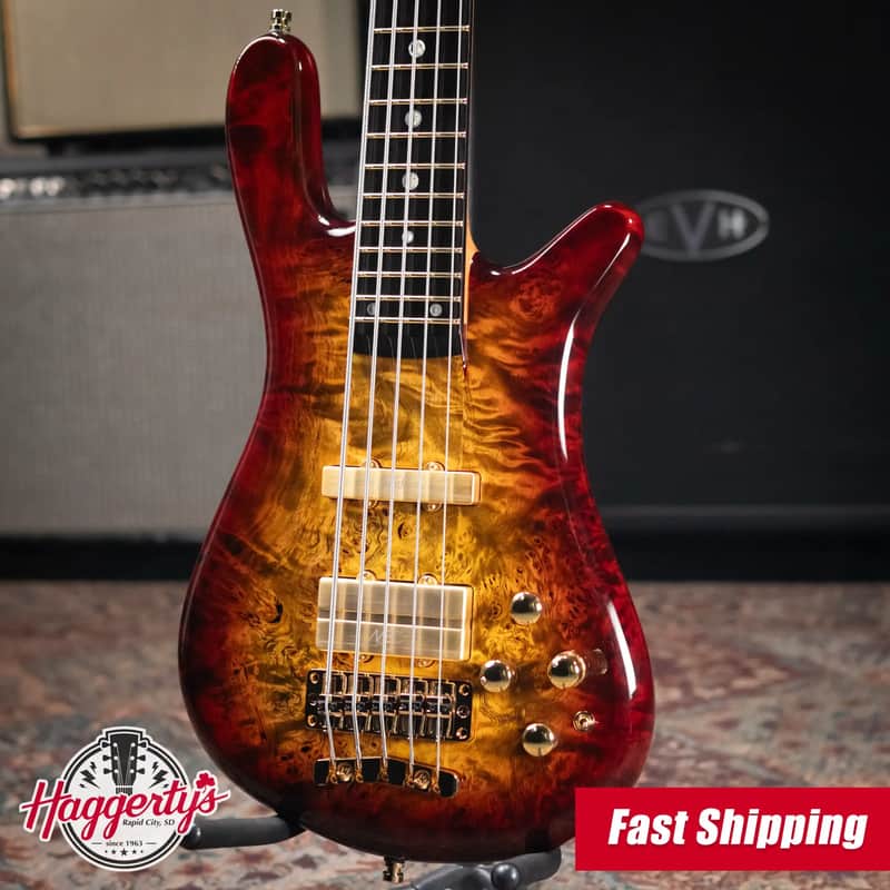 Warwick Limited Edition Masterbuilt Streamer Stage II NT 5-String Bass - Bleached Honey Sunset Burst in Natural Transparent High Polish with Gig Bag image 1