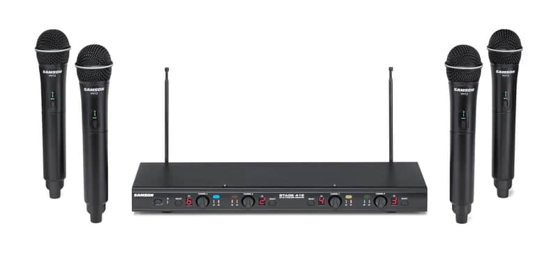 Mint Samson Stage 412 4 Channel Wireless Microphone System - Black image 1