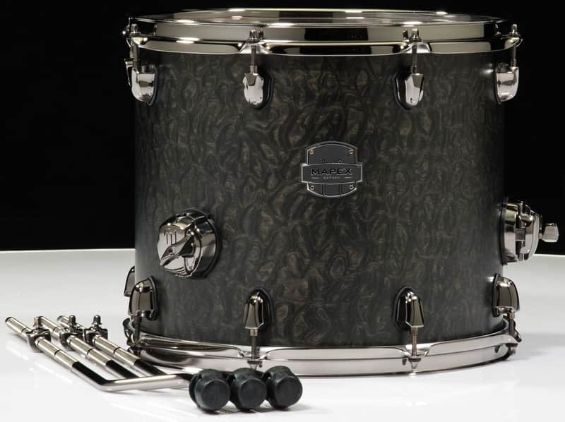Mapex Saturn V Exotic 14x12 Floor Tom - Flat Black Maple Burl image 1