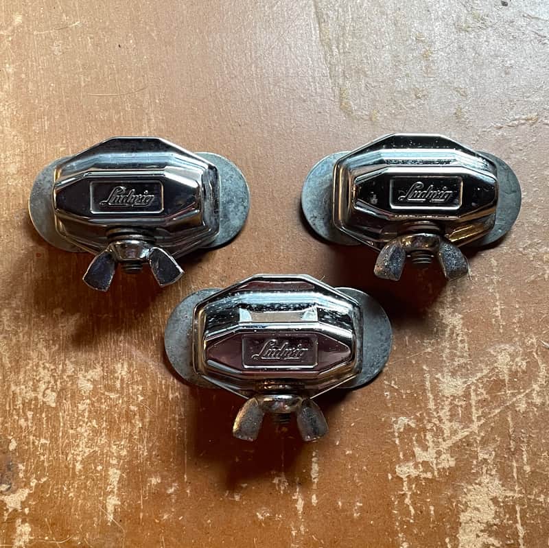 3 Vintage Ludwig Vistalite Floor Tom Leg / Cymbal Mount Drum Brackets w/ Gaskets image 1