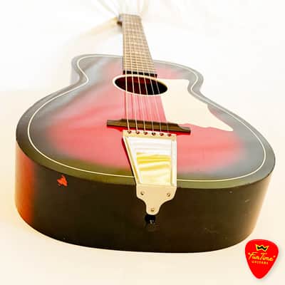 1960s Truetone “Fun Time” 5DC9510 Harmony-Built Redburst Parlor Guitar – “Baby Mama” image 24