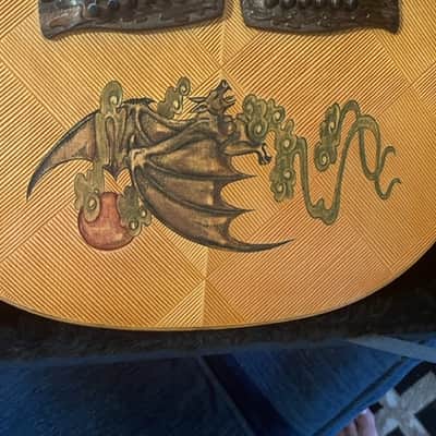 Blueberry 2009 Natural/Hand carved Top with Bat--Double Neck Acoustic Guitar image 2