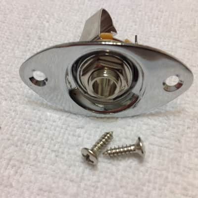 Chrome Finish Football Jack Plate with Switchcraft #11 Jack and Screws image 1