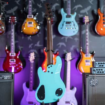Dingwall Super J 5-String Buckeye Burl Purple to Turquoise Reverseburst image 10