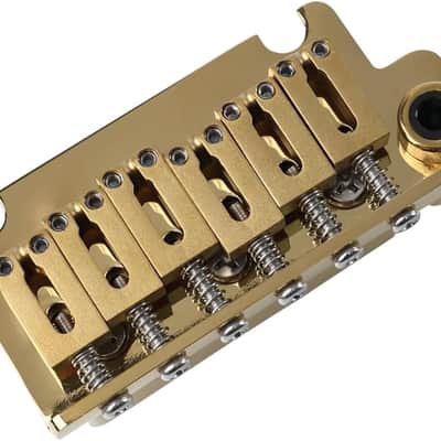 10.5mm Electric Guitar Bridge with Stainless Steel Saddles Plate Brass Block 2 Point Tremolo Bridge Compatible with Stratocaster Strat 6 String Electric Guitar Replacement Parts (Pearl Gold) image 5