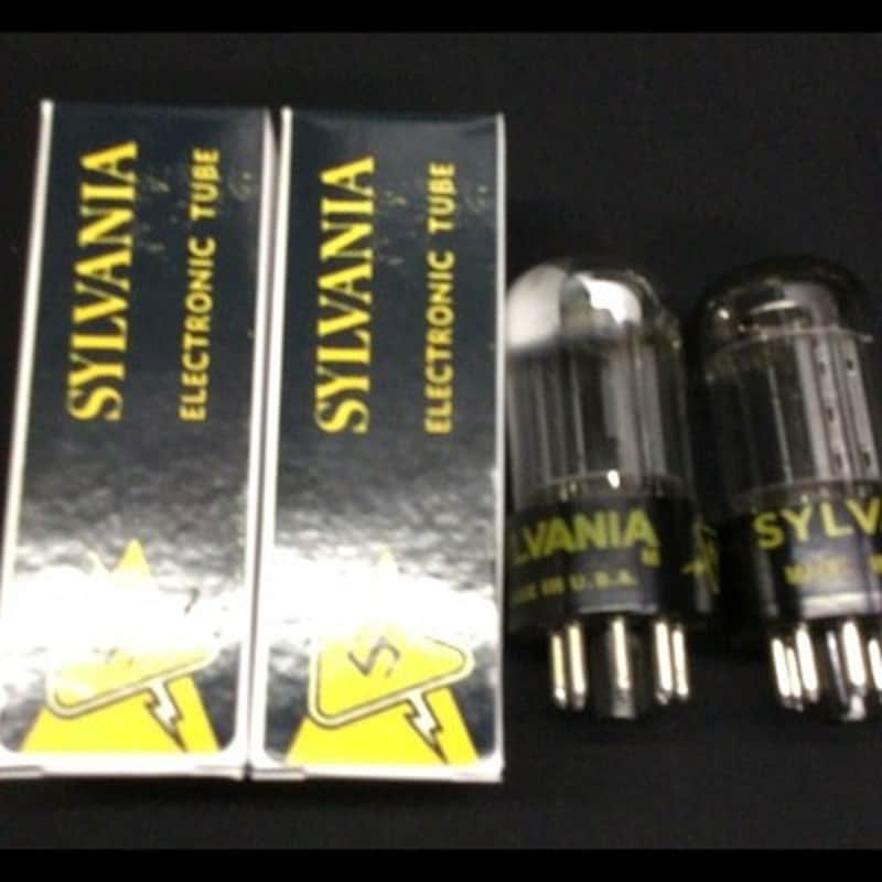 GREAT PAIR SYLVANIA 6SN7GTB Vintage Audio Black Plate VACUUM TUBES