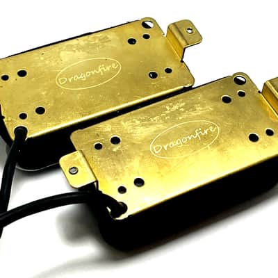 Dragonfire Quad Rail Humbuckers Four Blade Rail Style Passive 23K Pickup Set ~ Cream Black Zebra #2 Black Rails image 4