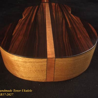 Handmade Tenor Ukulele, Solid Macassar Ebony, Abalone & MOP Inlay, Soft-bag, Bruce Wei UKB17-2027 image 10