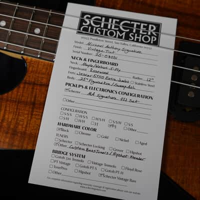 Schecter USA CUSTOM SHOP Michael Anthony Koa Top 4-String Electric Bass Guitar w/ Black Tolex Hard Case image 10