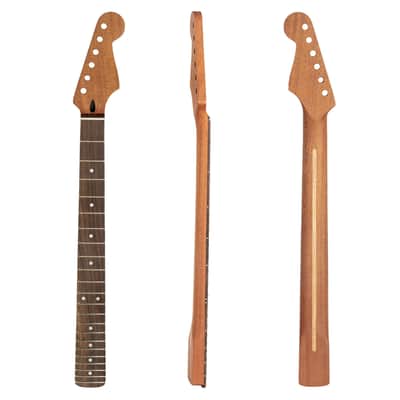 [Matte Finish] 22-Fret Guitar Neck Suit for ST Style- Rosewood Fretboard, Mahogany Neck & Peach Wood Tube (With Back Line), price include the import duty for US buyer