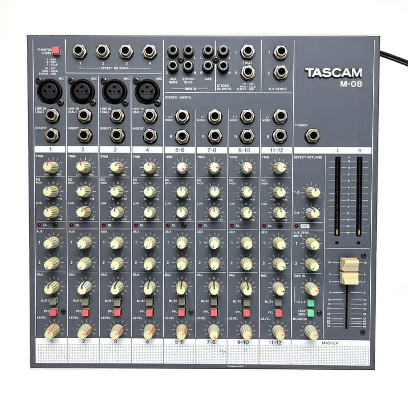 TASCAM M-08 アナログミキサー Tascam M-08 8 Channel Analog Mixer Vintage Soundboard Mixing