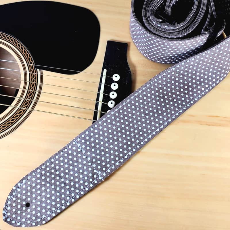 Brown Polka Dot Leather Premium Leather Guitar Strap-Polka Dot Leather Guitar Strap-Leather Guitar Strap-Acoustic, Electric Bass Guitars image 1