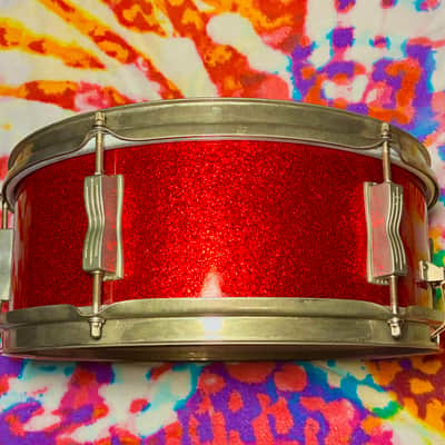 Ludwig No. 491 Pioneer 5.5x14" 6-Lug Snare 1964 - Red Sparkle image 4