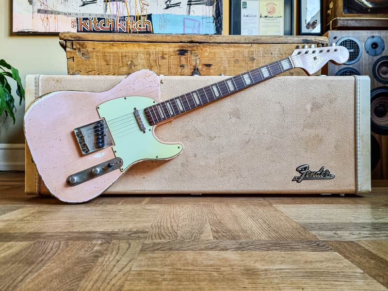 Fender Telecaster Shell Pink with 1966 Jazzmaster neck and red bobbin pickups image 1