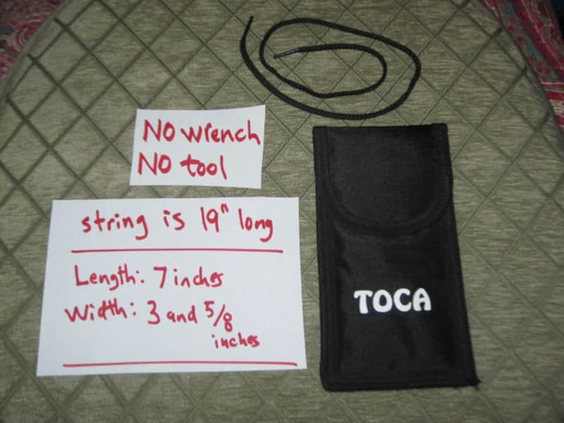 lightly used genuine TOCA Percussion POUCH for Conga Bongo Timbale Tuning Wrench (NO instruments included / NO wrench included) L: 7 in x W: 3 and 5/8 in - string is 19 in image 1