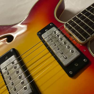 Teisco Hollow Body Electric Guitar MIJ Japan 1970s Sunburst image 5