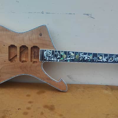 Christopher Scott Iceman figured flame maple solid top , Mahogany , unfinished guitar unfinished body , unfinished guitar DIY image 3