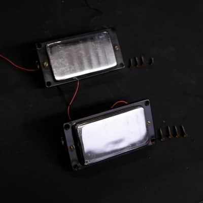Gibson Super Humbucker Pickup Set from L6-S + Rings & Screws mid-to-late 1970's - Aged Nickel image 1