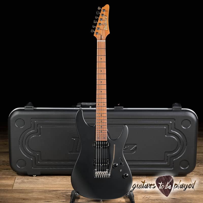 Ibanez AZ2402 Prestige HH Roasted Maple Neck Guitar w/ Case – Black Flat image 1