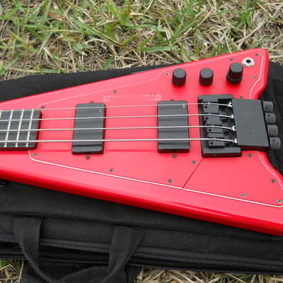 1987 Steinberger XP-2 4 String HEADLESS Bass Guitar, Active EMG's, ORIGINAL RED image 6