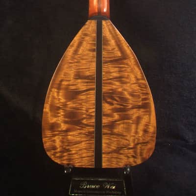 Handmade 5 String Tenor Ukulele, Solid Curly Acacia, The Islands Soundhole, Soft-bag, Bruce Wei UF17-2107 image 4