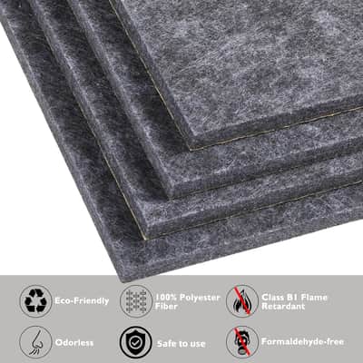 12-Pack Self-Adhesive Acoustic Panels Sound Proof Padding, Studio Acoustic Treatment Foam, Soundproofing Square Acoustical Wall Panel, Sound Absorbing Dampening Panel (12"X12", Dark Grey) image 6