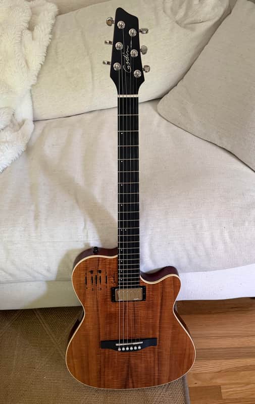 Godin A6 Ultra Extreme HG SF Figured Koa Semi-Hollow Natural | Reverb